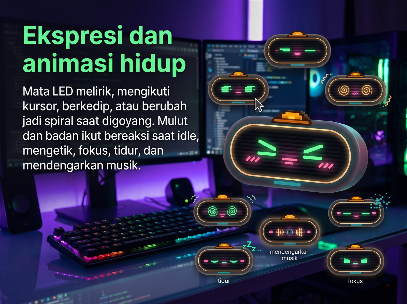 Berbagai ekspresi dan animasi BRAMO